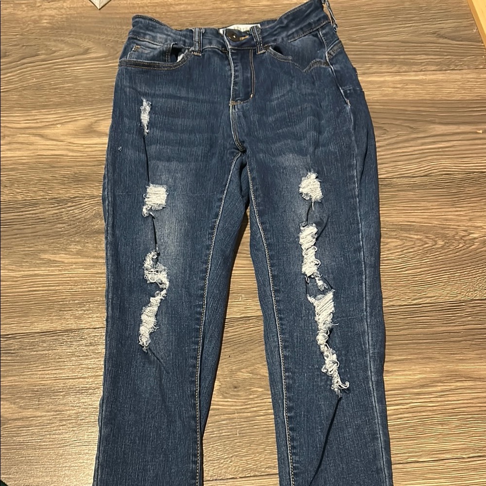 Distressed Blue Jeans